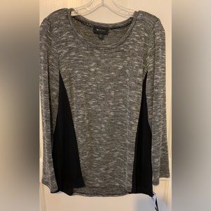 AB Studio Metallic Mesh Long Sleeve Blouse Size Lg NWT